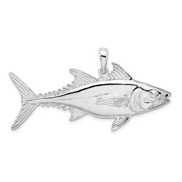 Kazi Luxury De-Ani Silver Rhodium-Plated Polished Skipjack Tuna Fish Pendant